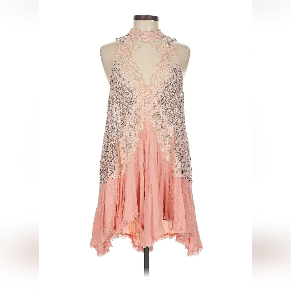 Free People Pink Lace Halter Dress